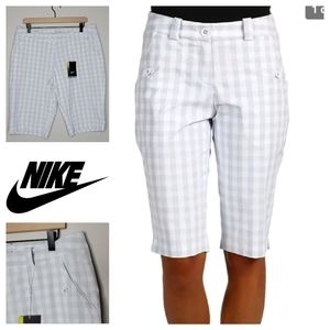 Nike Golf Grey Checkered Long Athletic Shorts Size 12 NWT